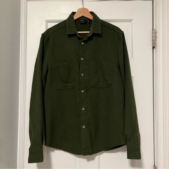 🎊MUST GO free shipping! ASOS DESIGN wool mix shacket in olive green - size Small - Picture 2 of 10